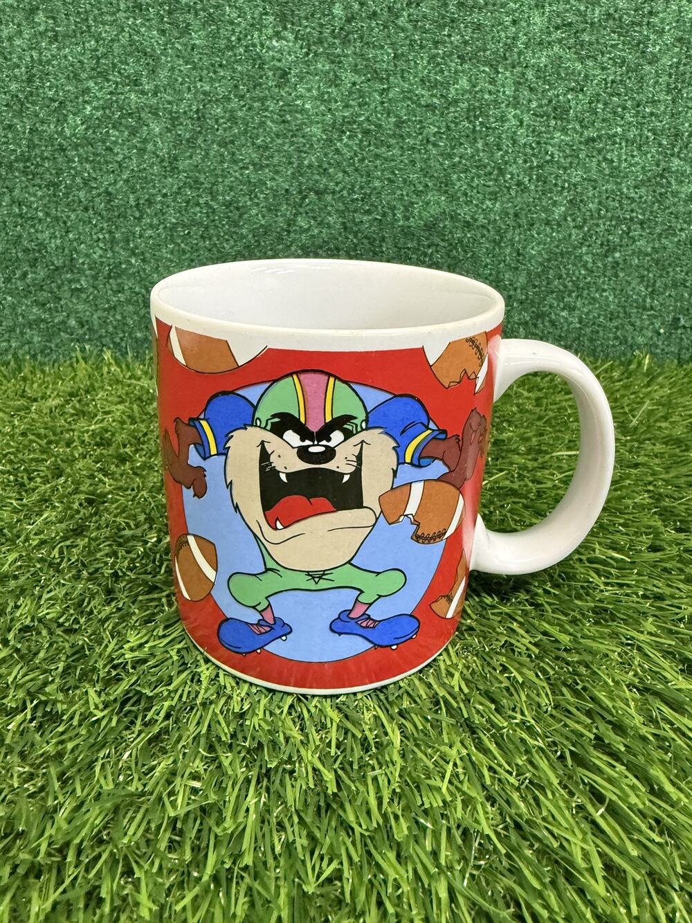 Vintage 1993 Looney Tunes Taz Football Mug by Sakura Tasmanian Devil Coffee Cup